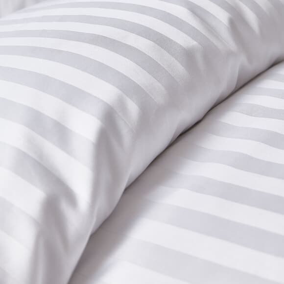 satin stripe bedding white